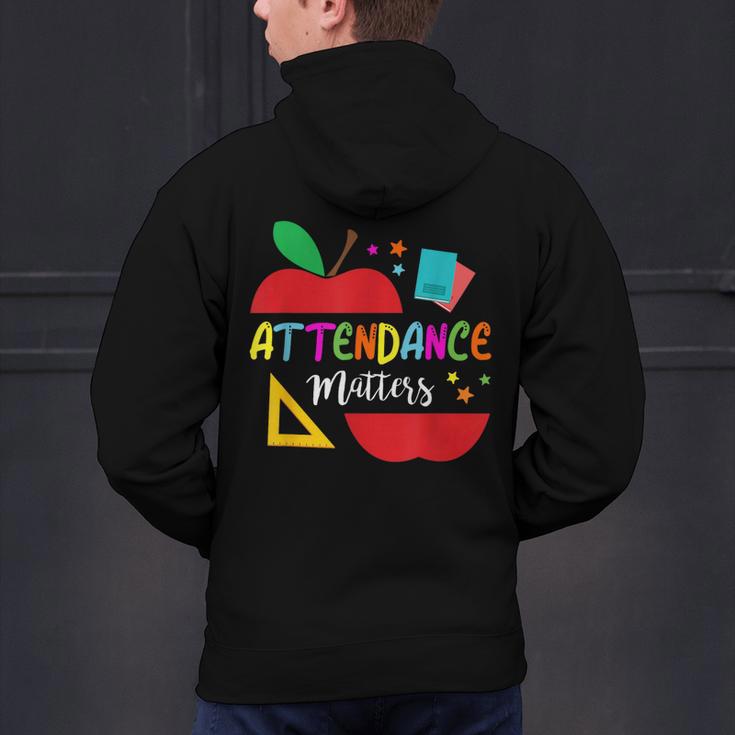 Attendance Matters Teacher Apple For Back To School Men's Hoodie Back Print, gift for family, gift for coworker