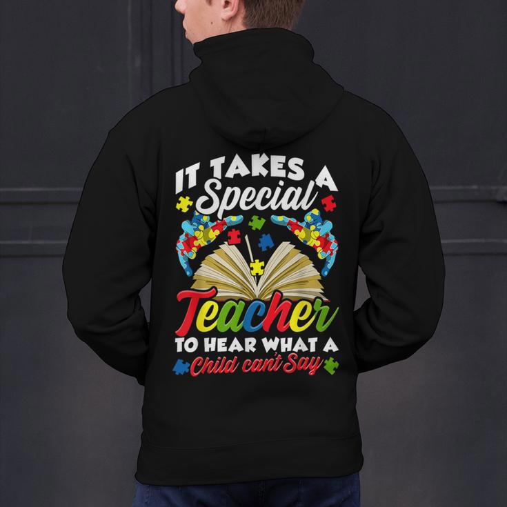 Autism Awareness Teacher Shirts It Takes A Special Teacher Men's Hoodie Back Print, gift for family, gift for coworker