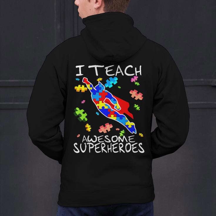 Autism Awareness Teacher I Teach Awesome Superheroes Men's Hoodie Back Print, gift for family, gift for coworker Autism Awareness Teacher I Teach Awesome Superheroes Men's Hoodie Back Print, gift for family, gift for coworker