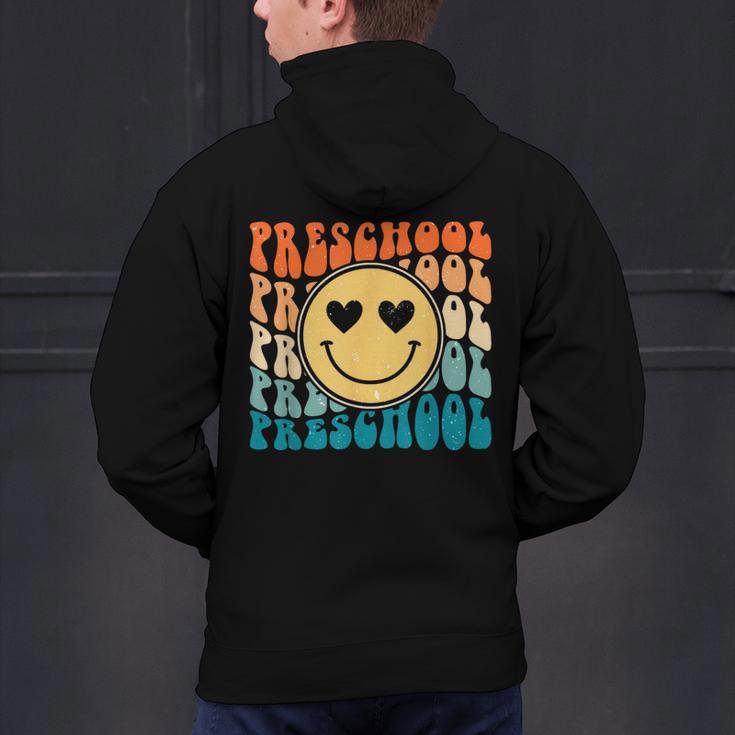 Back To School Groovy Smile Preschool Teachers Students Kids Men's Hoodie Back Print, gift for family, gift for coworker