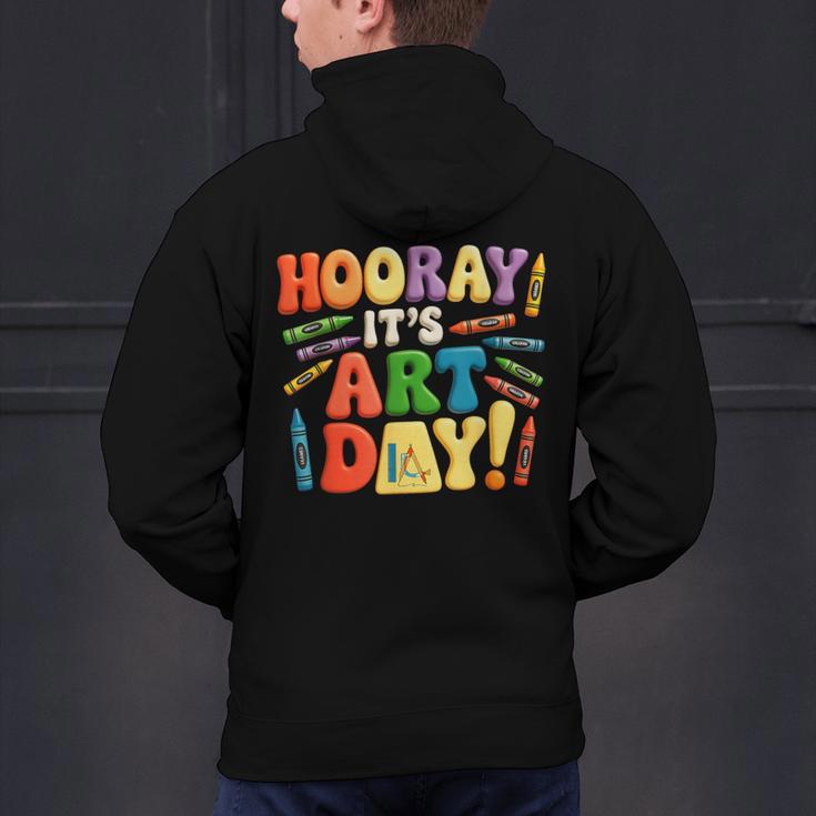Back To School Hooray It's Art Day Art Teacher Artist Men's Hoodie Back Print, gift for family, gift for coworker