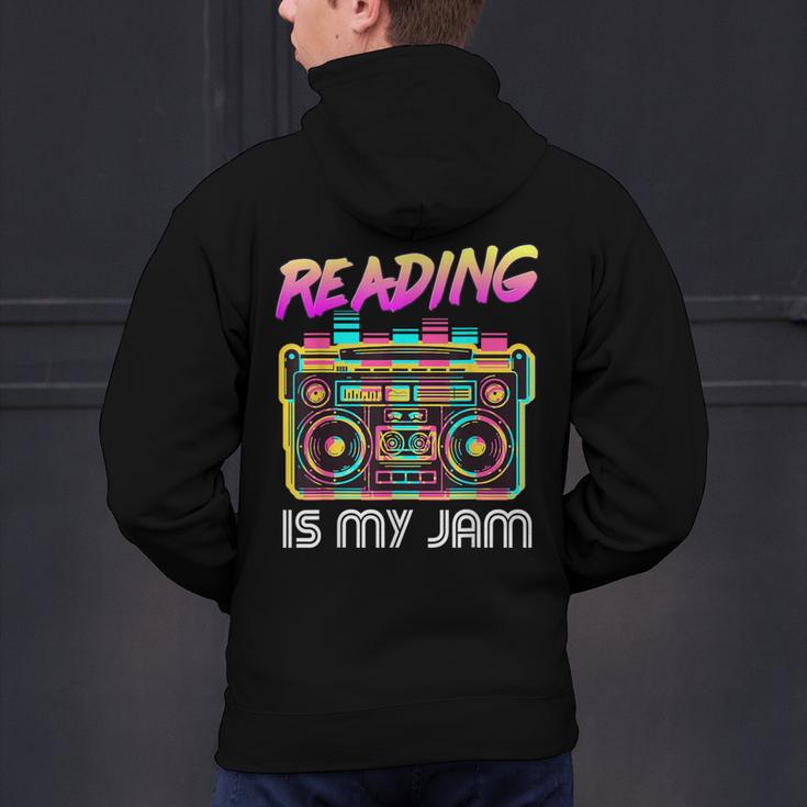 Back To School Retro Reading Is My Jam 80s Teacher Boombox Men's Hoodie Back Print, gift for family, gift for coworker