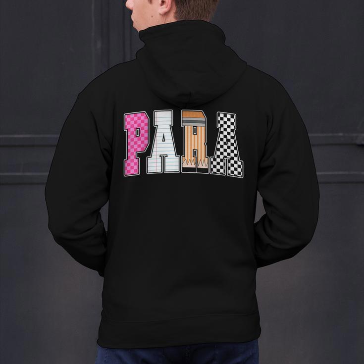 Back To School Teacher Para Preppy Checkered Para Life Men's Hoodie Back Print, gift for family, gift for coworker Back To School Teacher Para Preppy Checkered Para Life Men's Hoodie Back Print, gift for family, gift for coworker