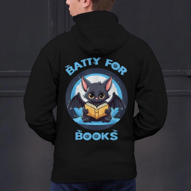 Batty About Books Lover Teacher Librarian Bookish Halloween For Men Women Kids Men's Hoodie Back Print, gift for family, gift for coworker