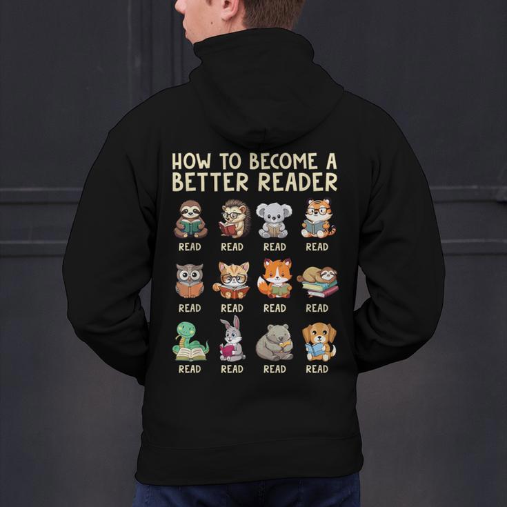 How To Become A Better Reader Animals Reading Teacher Men's Hoodie Back Print, gift for family, gift for coworker How To Become A Better Reader Animals Reading Teacher Men's Hoodie Back Print, gift for family, gift for coworker