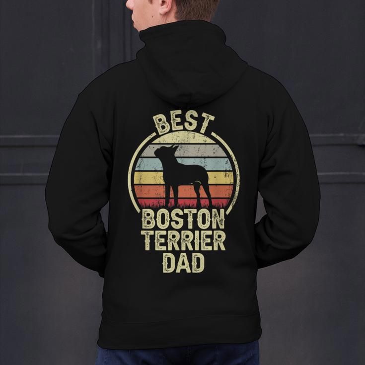 Best Dog Father Dad Vintage Boston Terrier For Men Women Men's Hoodie Back Print, Boston Terrier Dad Hoodies, gift for family, gift for coworker