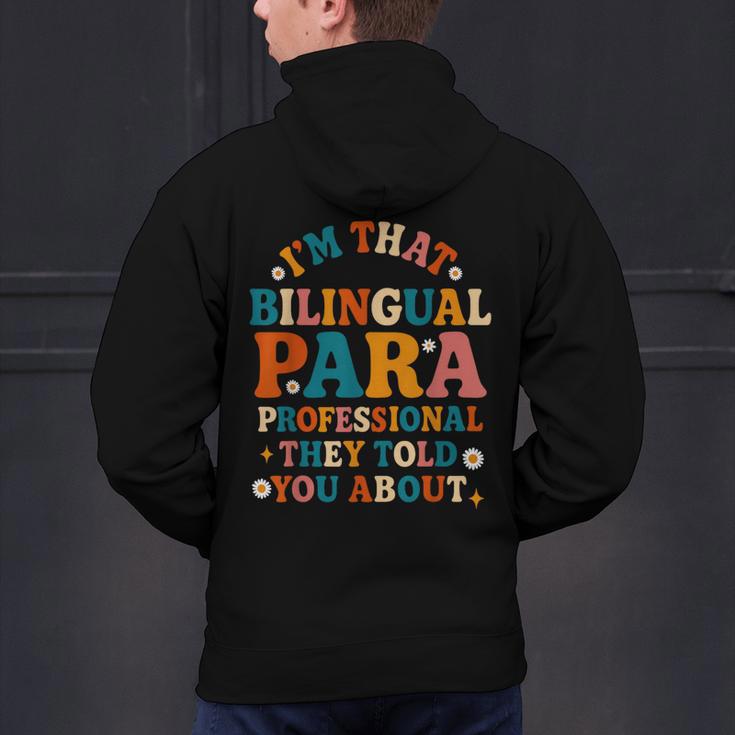 Bilingual Paraeducator Paraprofessional Parapro Teachers Men's Hoodie Back Print, gift for family, gift for coworker