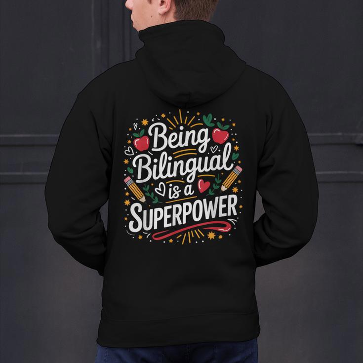Being Bilingual Is A Superpower ESL Teacher School Men's Hoodie Back Print, Esl Teacher Hoodies, gift for family, gift for coworker