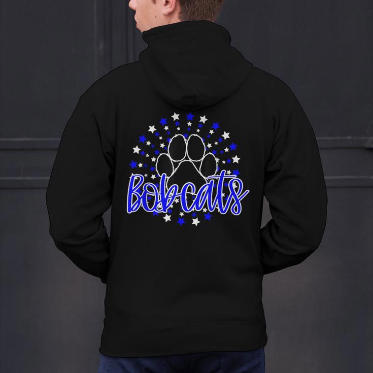 Blue Bobcats School Spirit Coquette Bow Mascot Teacher Men's Hoodie Back Print, gift for family, gift for coworker Blue Bobcats School Spirit Coquette Bow Mascot Teacher Men's Hoodie Back Print, gift for family, gift for coworker