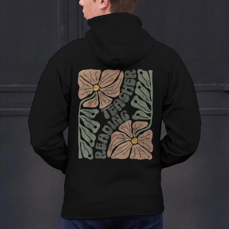 Boho Floral Reading Teacher Retro Reading Specialist Wildfl Men's Hoodie Back Print, gift for family, gift for coworker