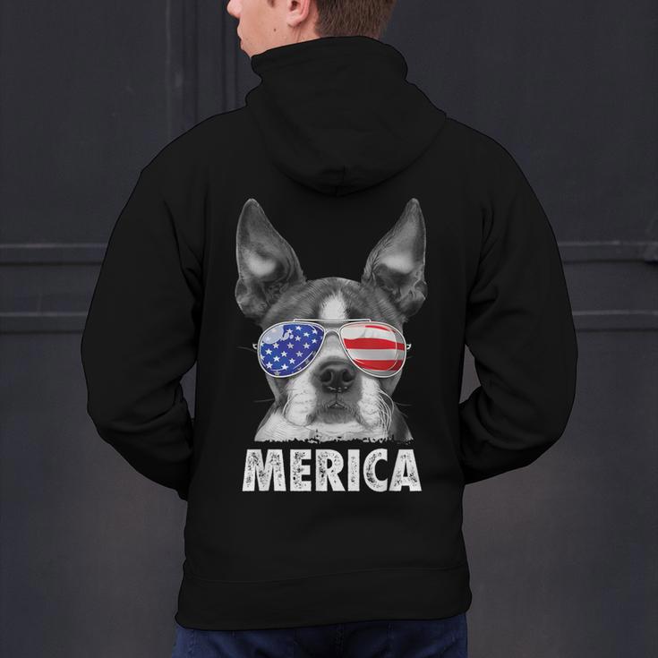 Boston Terrier 4th Of July Merica Men Women USA Flag Vintage Men's Hoodie Back Print, Boston Terrier 4th Of July Hoodies, gift for family, gift for coworker