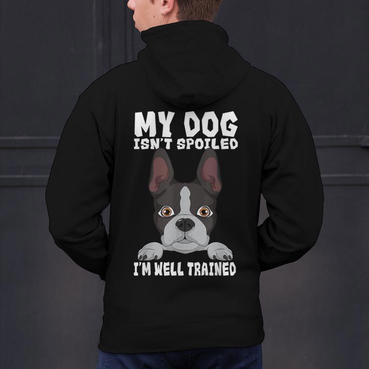 Boston Terrier American Gentleman Dog Lover I'm Well Trained Men's Hoodie Back Print, American Boston Terrier Hoodies, gift for family, gift for coworker