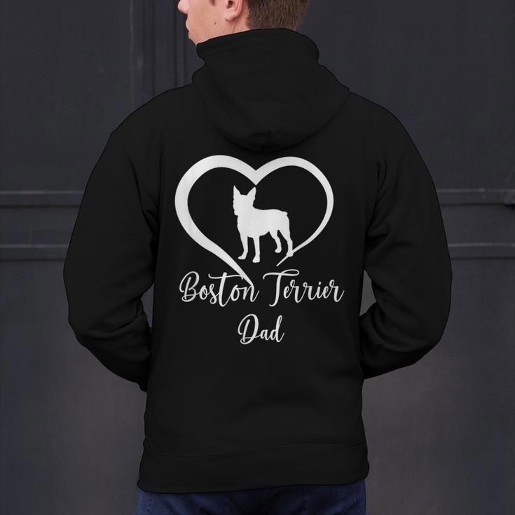 Boston Terrier Dad Cute Boston Terrier Silhouette Heart Men's Hoodie Back Print, Boston Terrier Dad Hoodies, gift for family, gift for coworker
