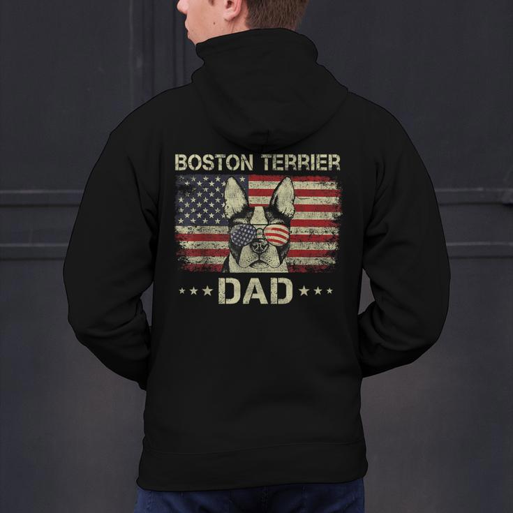 Boston Terrier Dad Dog Lovers American Flag 4th Of July For Women Men Men's Hoodie Back Print, Boston Terrier Dad Hoodies, American Boston Terrier Hoodies, Boston Terrier 4th Of July Hoodies, gift for family, gift for coworker