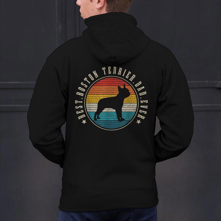 Boston Terrier Dad Retro Vintage Dog Bostie Dad Men Men's Hoodie Back Print, Boston Terrier Dad Hoodies, gift for family, gift for coworker