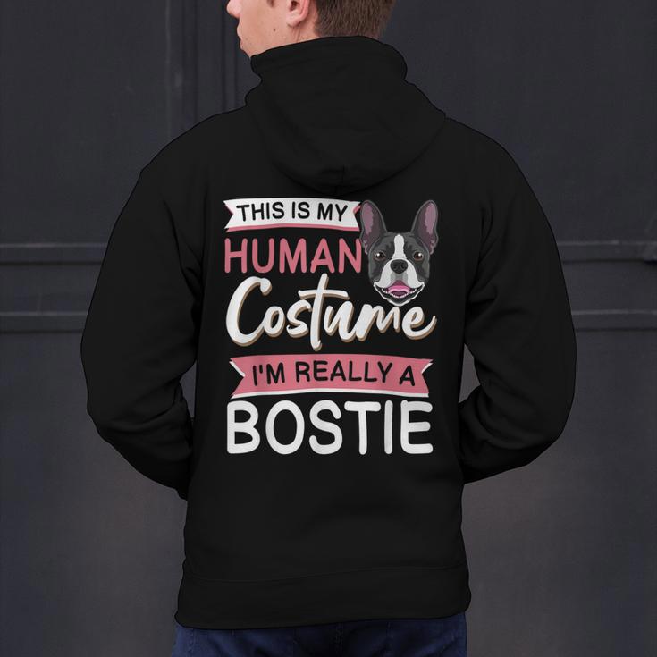 Boston Terrier Dog Bostie Halloween Costume Dog For Kids Men's Hoodie Back Print, Boston Terrier Halloween Hoodies, gift for family, gift for coworker