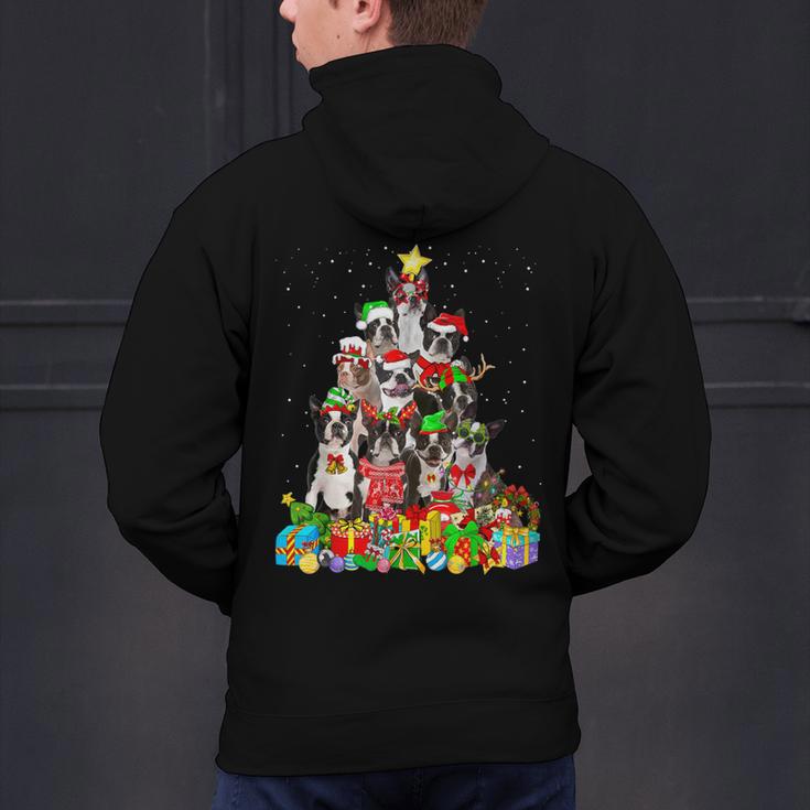 Boston Terrier Dog Christmas Tree Lights Xmas Pajama For Men Women Kids Men's Hoodie Back Print, Boston Terrier Christmas Hoodies, gift for family, gift for coworker