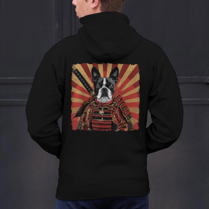 Boston Terrier Dog Japanese Art Samurai Ukiyo-e Men's Hoodie Back Print, gift for family, gift for coworker
