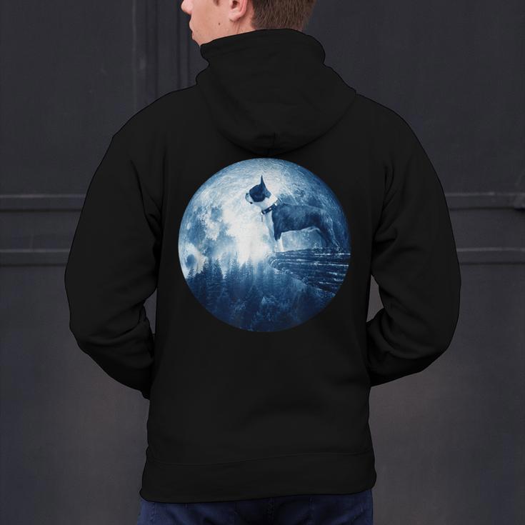 Boston Terrier Dog Moon Dog Mom Dad Women Men Dog Lovers Men's Hoodie Back Print, Boston Terrier Mom Hoodies, Boston Terrier Dad Hoodies, gift for family, gift for coworker
