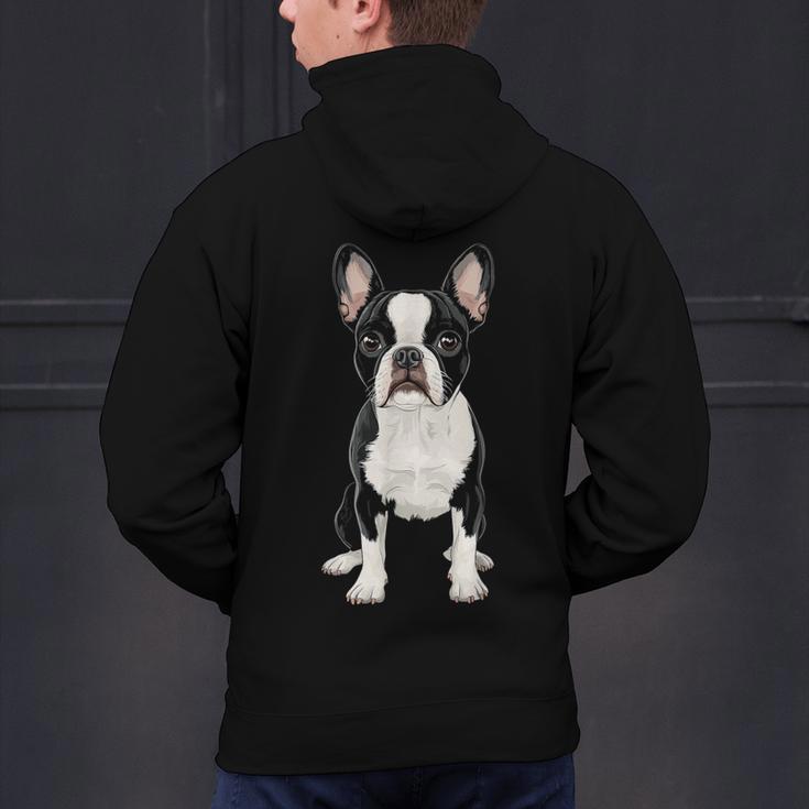 Boston Terrier Dog Motif Pet Art Boston Terrier For Men Women Kids Men's Hoodie Back Print, gift for family, gift for coworker