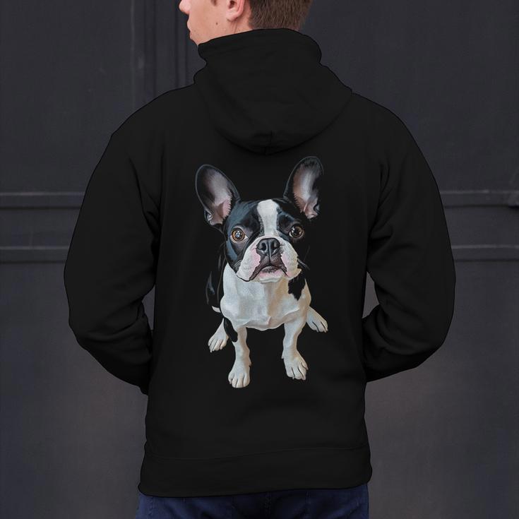Boston Terrier Dog Motif Pet Art Boston Terrier Men Women Kids Men's Hoodie Back Print, gift for family, gift for coworker