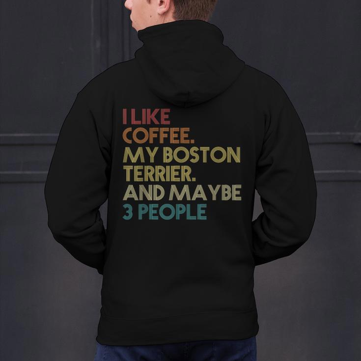 Boston Terrier Dog Owner Coffee Lovers Quote Vintage Retro For Men Women Men's Hoodie Back Print, gift for family, gift for coworker