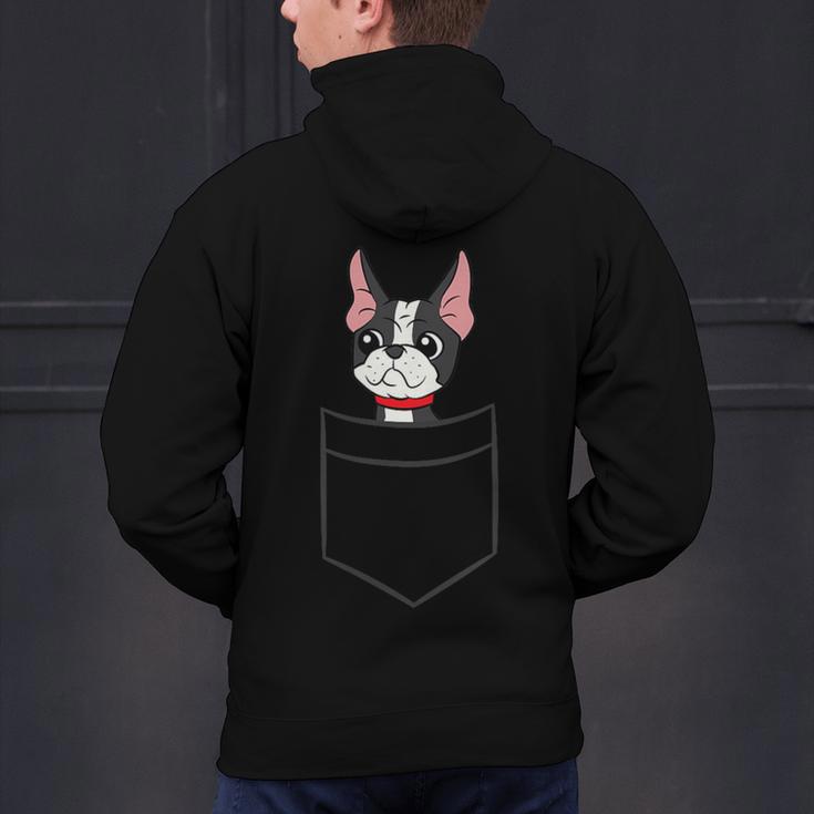 Boston Terrier Dog In The Pocket Boston Terrier For Men Women Girls Kids Men's Hoodie Back Print, gift for family, gift for coworker