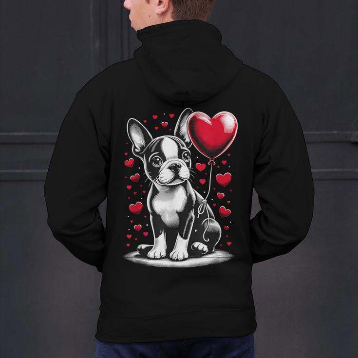 Boston Terrier Dog Valentine's Day Dog Owner Men's Hoodie Back Print, gift for family, gift for coworker