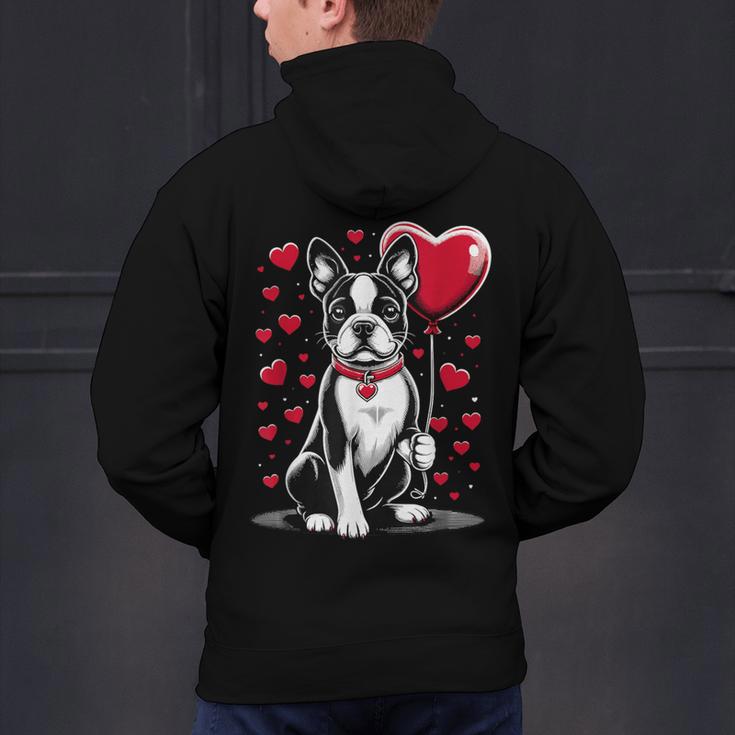 Boston Terrier Dog Valentine's Day Dog Owner Valentine Men's Hoodie Back Print, gift for family, gift for coworker