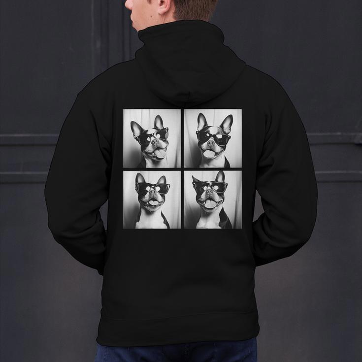 Boston Terrier Dogs With Sunglasses Photo Pets Meme Men's Hoodie Back Print, gift for family, gift for coworker