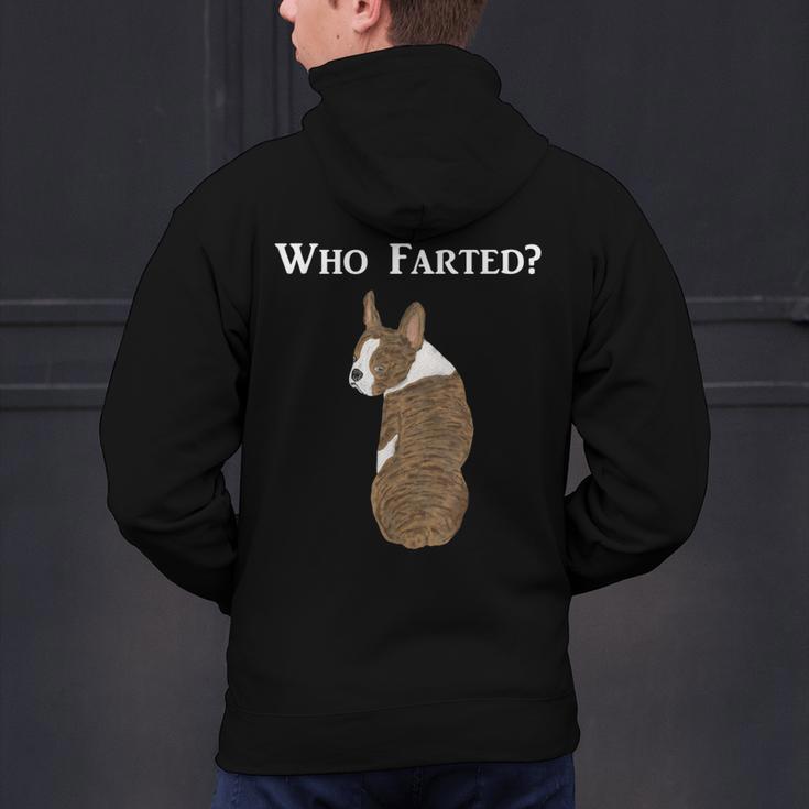 Boston Terrier Who Farted Men's Hoodie Back Print, gift for family, gift for coworker
