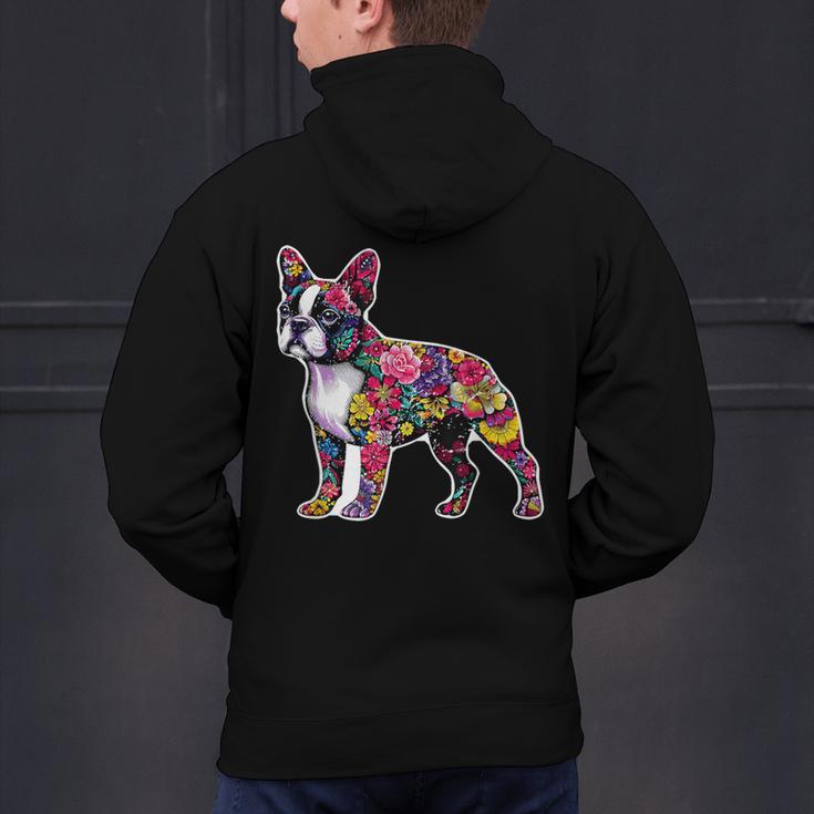 Boston Terrier Floral Dog Lover Vintage Distressed For Men Women Kids Men's Hoodie Back Print, gift for family, gift for coworker