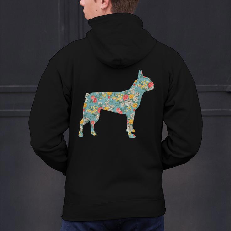 Boston Terrier Flower Silhouette Floral Dog Men Women Girls Kids Men's Hoodie Back Print, gift for family, gift for coworker