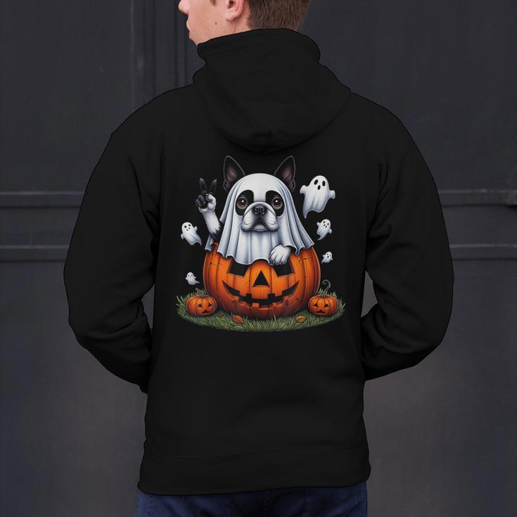 Boston Terrier Ghost Boo Halloween Kids Men's Hoodie Back Print, Boston Terrier Ghost Hoodies, Boston Terrier Halloween Hoodies, gift for family, gift for coworker