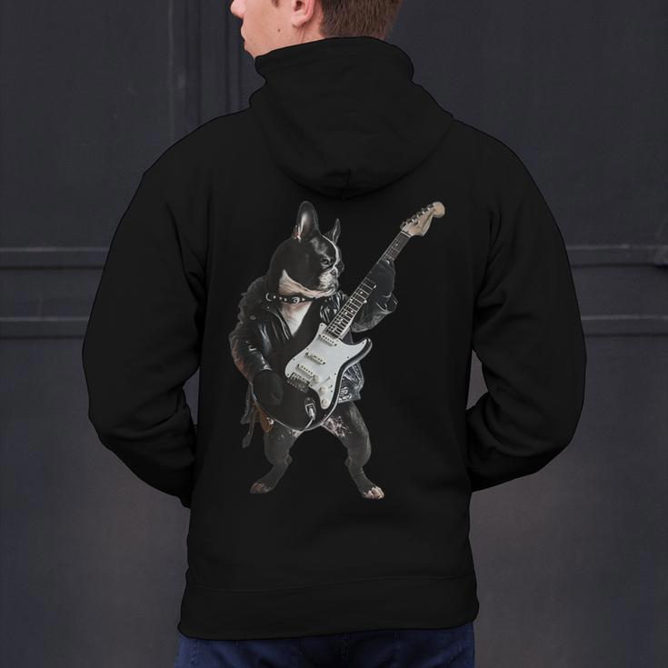 Boston Terrier Guitar Men's Hoodie Back Print, gift for family, gift for coworker