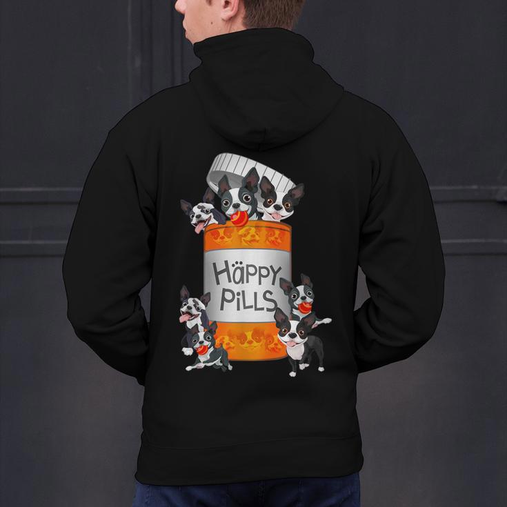 Boston Terrier Happy Pills T-Shirt Men's Hoodie Back Print, gift for family, gift for coworker