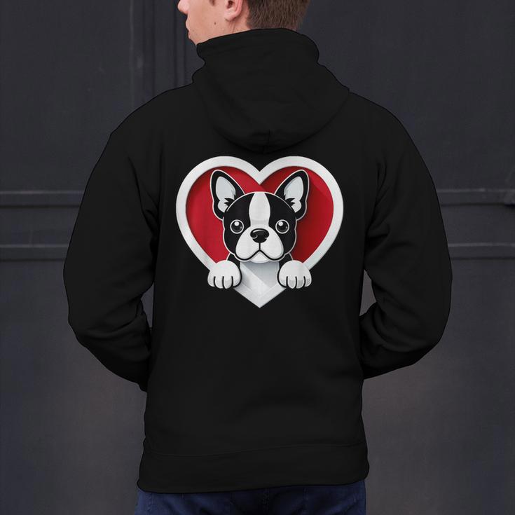 Boston Terrier Heart Cute Puppy Lover Or Dog Owner Men's Hoodie Back Print, gift for family, gift for coworker