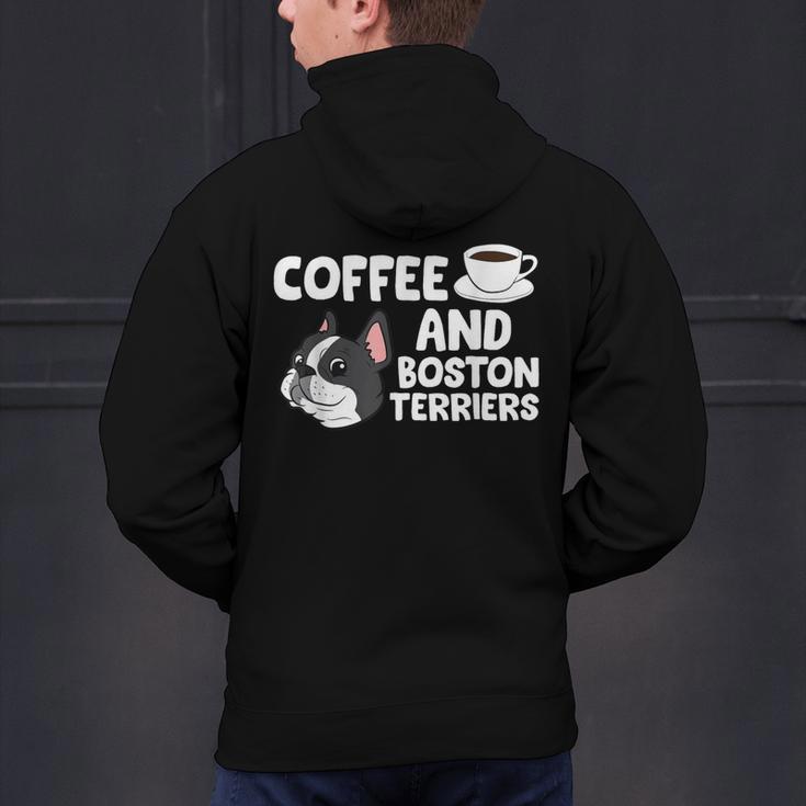 Boston Terrier Lover Coffee And Boston Terriers Men's Hoodie Back Print, gift for family, gift for coworker