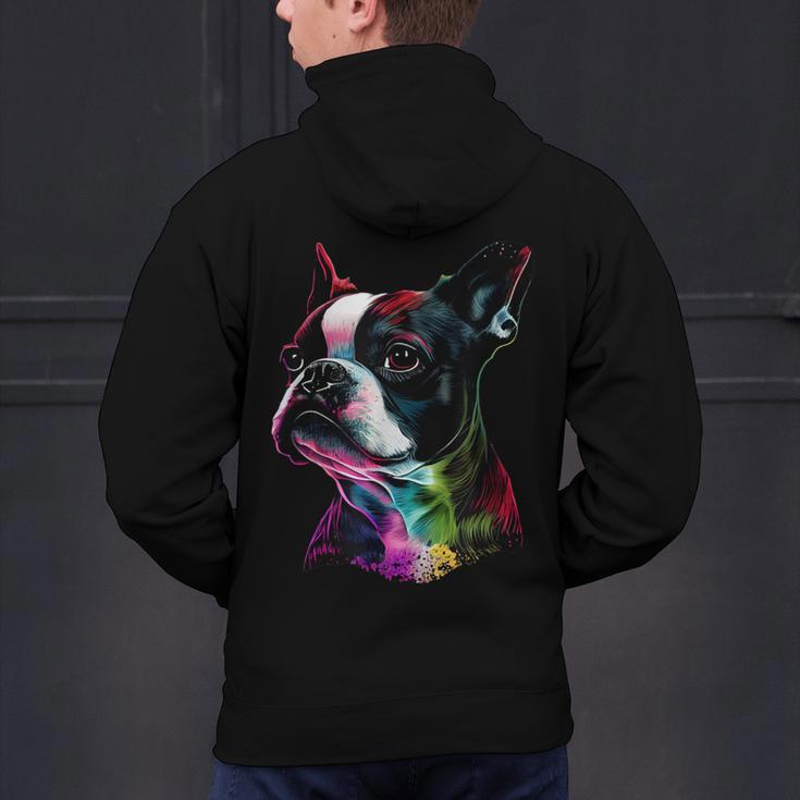Boston Terrier Lovers Colorful Pop Art Boston Terrier Men's Hoodie Back Print, gift for family, gift for coworker