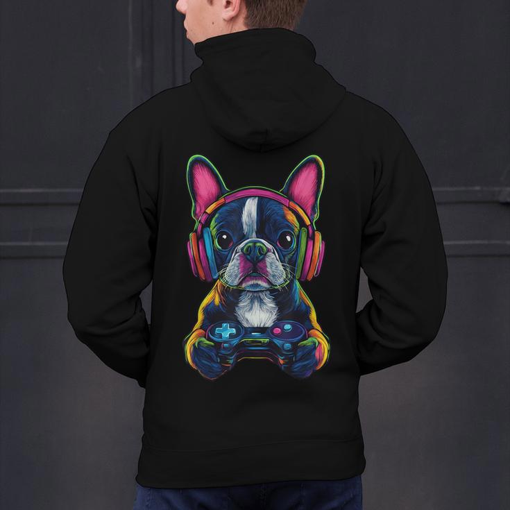 Boston Terrier Lovers Gaming Headphones Boston Terrier Men's Hoodie Back Print, gift for family, gift for coworker