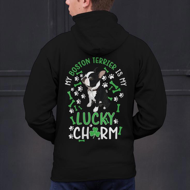 My Boston Terrier Is My Lucky Charm Paw Dog St Patrick's Day Men's Hoodie Back Print, gift for family, gift for coworker