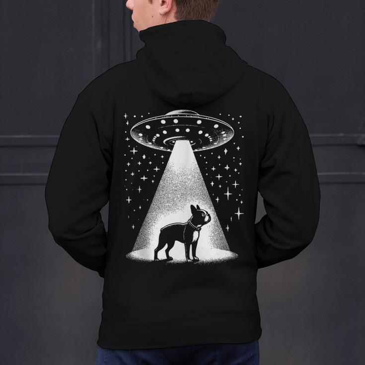 Boston Terrier Mom Dad Dog Alien UFO Men's Hoodie Back Print, Boston Terrier Mom Hoodies, Boston Terrier Dad Hoodies, gift for family, gift for coworker