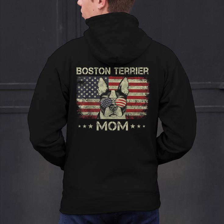 Boston Terrier Mom Dog Lovers American Flag 4th Of July Men's Hoodie Back Print, Boston Terrier Mom Hoodies, American Boston Terrier Hoodies, Boston Terrier 4th Of July Hoodies, gift for family, gift for coworker