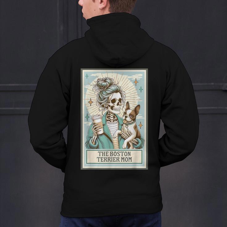 Boston Terrier Mom Skeleton Tarot Card Witch Vibes Dog Mom Men's Hoodie Back Print, Boston Terrier Mom Hoodies, Boston Terrier Tarot Hoodies, gift for family, gift for coworker