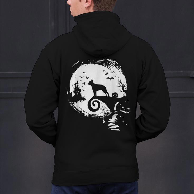 Boston Terrier And Moon Halloween Costume Dog Lover Men's Hoodie Back Print, Boston Terrier Halloween Hoodies, gift for family, gift for coworker