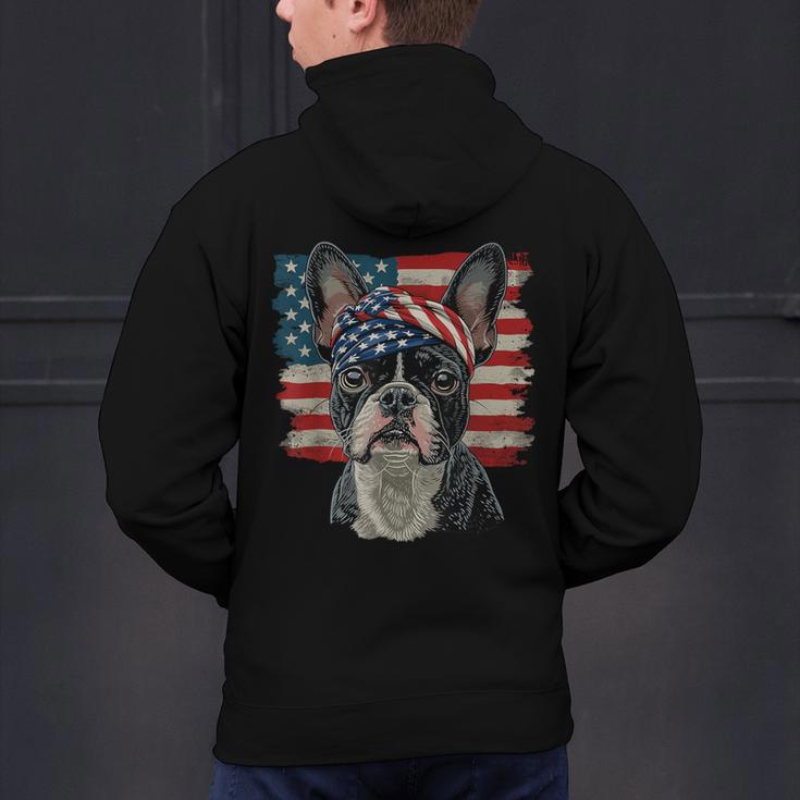 Boston Terrier Patriotic 4th Of July USA American Flag Men's Hoodie Back Print, Patriotic Boston Terrier Hoodies, American Boston Terrier Hoodies, Boston Terrier 4th Of July Hoodies, gift for family, gift for coworker