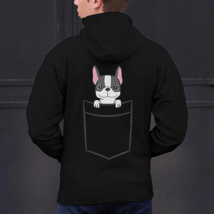 Boston Terrier In The Pocket Cute Boston Terrier Dog For Men Women Girls Kids Men's Hoodie Back Print, gift for family, gift for coworker