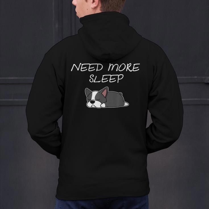 Boston Terrier Puppy Need More Sleep Pajama For Bedtime Men's Hoodie Back Print, gift for family, gift for coworker