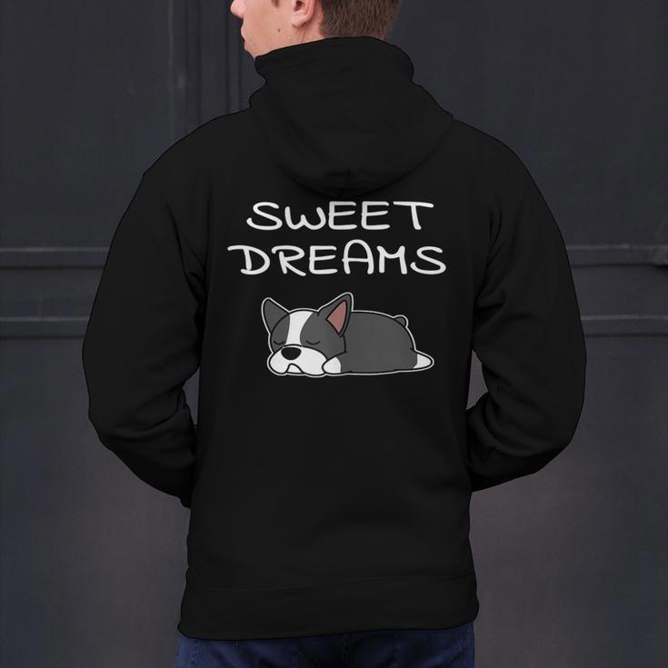 Boston Terrier Puppy Sweet Dreams Pajama For Bedtime Tank Top Men's Hoodie Back Print, gift for family, gift for coworker