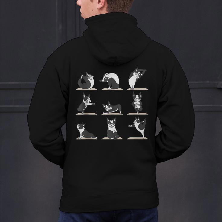 Boston Terriers Yoga Men's Hoodie Back Print, gift for family, gift for coworker
